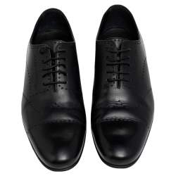 Pre Owned حذاء لوي فيتون ديربي جلد أسود برباط مقاس 41