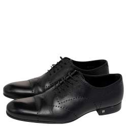 Pre Owned حذاء لوي فيتون ديربي جلد أسود برباط مقاس 41