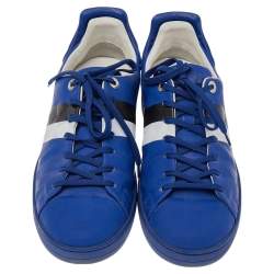 مملوكة مسبقًا Louis Vuitton Blue Damier Infini Leather Frontrow Lace Up Sneakers Size 42
