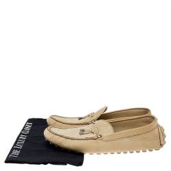 Pre Owned حذاء لوفرز لوي فيتون سليب أون جلد أصفر فاتح بفيونكة مقاس 42.5 