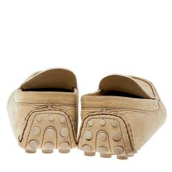 Pre Owned حذاء لوفرز لوي فيتون سليب أون جلد أصفر فاتح بفيونكة مقاس 42.5 