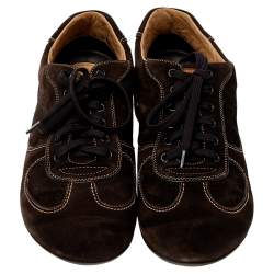Louis Vuitton Brown Monogram Suede Low Top Sneakers Size 42