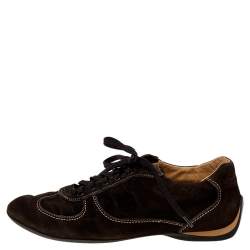 Louis Vuitton Brown Monogram Suede Low Top Sneakers Size 42