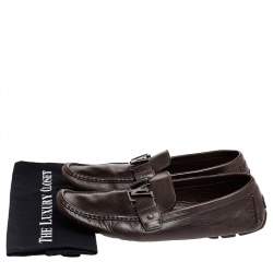 Louis Vuitton Dark Brown Leather Monte Carlo Slip On Loafers Size 44.5