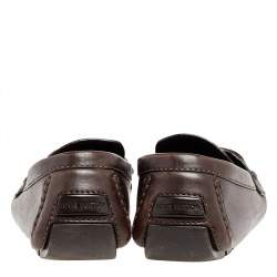 Louis Vuitton Dark Brown Leather Monte Carlo Slip On Loafers Size 44.5