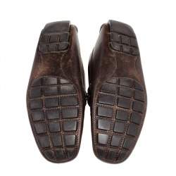 Louis Vuitton Dark Brown Leather Monte Carlo Slip On Loafers Size 44.5