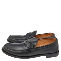 Pre Owned Louis Vuitton Black Leather Major Slip On Loafers 43