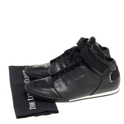 Pre Owned حذاء رياضي لوي فيتون جلد أسود بعنق مرتفع مقاس 45