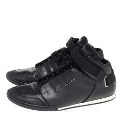 Pre Owned حذاء رياضي لوي فيتون جلد أسود بعنق مرتفع مقاس 45