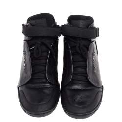 Pre Owned حذاء رياضي لوي فيتون جلد أسود بعنق مرتفع مقاس 45