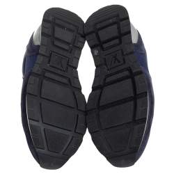 Pre Owned حذاء رياضي لوي فيتون ابيسيس سويدي وجلد وشبك أزرق مقاس 43