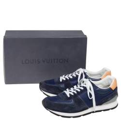 Pre Owned حذاء رياضي لوي فيتون ابيسيس سويدي وجلد وشبك أزرق مقاس 43