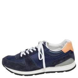 Pre Owned حذاء رياضي لوي فيتون ابيسيس سويدي وجلد وشبك أزرق مقاس 43