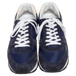 Pre Owned حذاء رياضي لوي فيتون ابيسيس سويدي وجلد وشبك أزرق مقاس 43