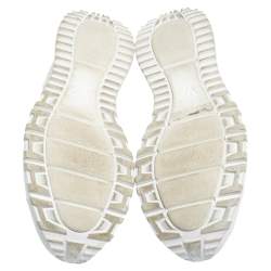 Pre Owned حذاء رياضي لوي فيتون رون اواي كانفاس مقوى وجلد أبيض مقاس 42.5