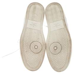 مملوكة مسبقًا Louis Vuitton White Leather, Fabric and Monogram Canvas Rivoli Sneakers Size 42.5