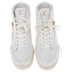 مملوكة مسبقًا Louis Vuitton White Leather, Fabric and Monogram Canvas Rivoli Sneakers Size 42.5