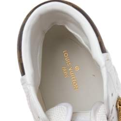 مملوكة مسبقًا Louis Vuitton White Leather, Fabric and Monogram Canvas Rivoli Sneakers Size 42.5