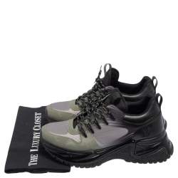 Pre Owned Louis Vuitton Black/Green Leather And Canvas Run Away Pulse Sneakers Size 41