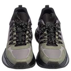 Pre Owned Louis Vuitton Black/Green Leather And Canvas Run Away Pulse Sneakers Size 41