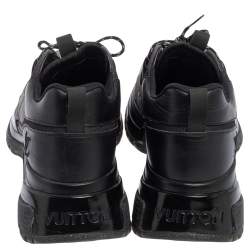 Pre Owned Louis Vuitton Black/Green Leather And Canvas Run Away Pulse Sneakers Size 41