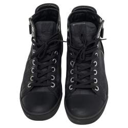 Pre Owned حذاء رياضي لوي فيتون سويدي ودامييه غرافايت أسود بسحاب عنق مرتفع مقاس 40.5