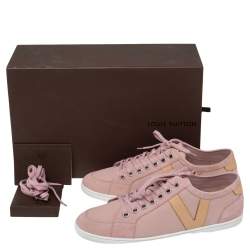 مملوكة مسبقًا Louis Vuitton Pink Canvas and Leather Low Top Sneakers Size 41.5