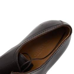 مملوكة مسبقًا Louis Vuitton Dark Brown Leather Damier Embossed Lace Up Derby Size 42.5