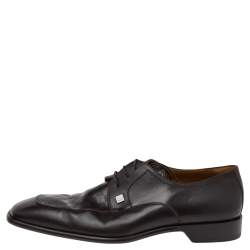 مملوكة مسبقًا Louis Vuitton Dark Brown Leather Damier Embossed Lace Up Derby Size 42.5