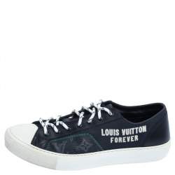Louis Vuitton Navy Blue Canvas And Leather LV Forever Tattoo Sneakers Size 41.5