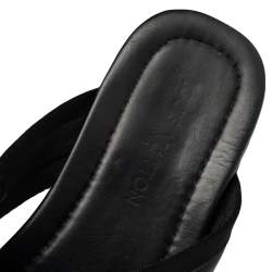 Louis Vuitton Black Canvas and Leather Cross Strap Logo Slides Size 44