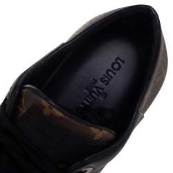 مملوكة مسبقًا Louis Vuitton Black Leather And Monogram Canvas Line Up Low Top Sneakers Size 41