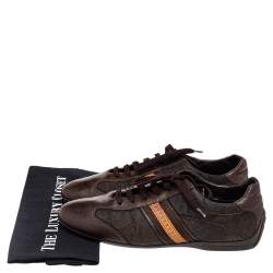 Pre Owned حذاء رياضي لوي فيتون منخفض من أعلى جلد وكانفاس بني مقاس 42.5