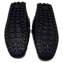 Pre Owned حذاء لوفرز لوي فيتون سليب أون جلد دامييه أسود منقوش بفيونكة مقاس 42