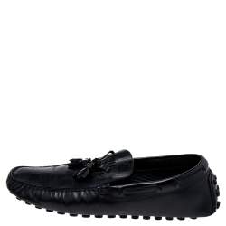 Pre Owned حذاء لوفرز لوي فيتون سليب أون جلد دامييه أسود منقوش بفيونكة مقاس 42