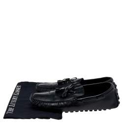 Pre Owned حذاء لوفرز لوي فيتون سليب أون جلد دامييه أسود منقوش بفيونكة مقاس 42