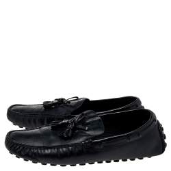 Pre Owned حذاء لوفرز لوي فيتون سليب أون جلد دامييه أسود منقوش بفيونكة مقاس 42