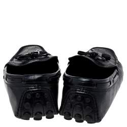 Pre Owned حذاء لوفرز لوي فيتون سليب أون جلد دامييه أسود منقوش بفيونكة مقاس 42