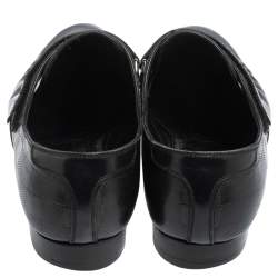 Pre Owned Louis Vuitton Black Leather Velcro Strap Derby Size 40.5