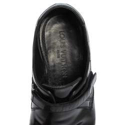 Pre Owned Louis Vuitton Black Leather Velcro Strap Derby Size 40.5