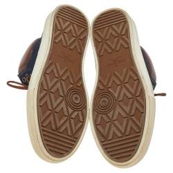 Pre Owned حذاء رياضي لوي فيتون جلد ودنيم بني/أزرق مرتفع من أعلى مقاس 41