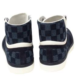 مملوكة مسبقًا حذ اء رياضي لوي فيتون كانفاس دامييه إبيين أزرق كحلي بعنق مرتفع مقاس 44.5