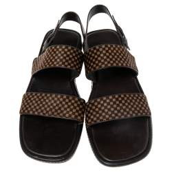 مملوكة مسبقًا Louis Vuitton Black Damier Sauvage Calfhair And Leather Slingback Size 44.5