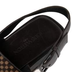 مملوكة مسبقًا Louis Vuitton Black Damier Sauvage Calfhair And Leather Slingback Size 44.5