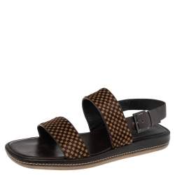 مملوكة مسبقًا Louis Vuitton Black Damier Sauvage Calfhair And Leather Slingback Size 44.5
