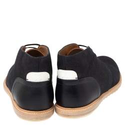 Pre Owned Louis Vuitton Navy Blue Nubuck And Leather Lace Up Ankle Boots Size 45