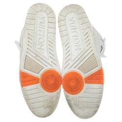 مملوكة مسبقًا Louis Vuitton White/Grey Leather LV Trainer High Top Sneakers Size 45