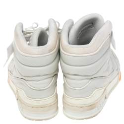 مملوكة مسبقًا Louis Vuitton White/Grey Leather LV Trainer High Top Sneakers Size 45