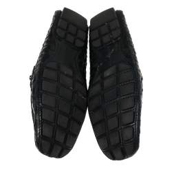 مملوكة مسبقًا Louis Vuitton Black Woven Leather Monte Carlo Loafers Size 40.5