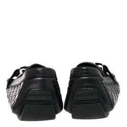 مملوكة مسبقًا Louis Vuitton Black Woven Leather Monte Carlo Loafers Size 40.5